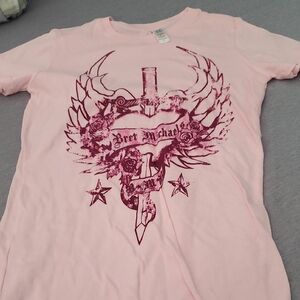 Pink Bret Michaels Short Sleeve Concert  Shirt